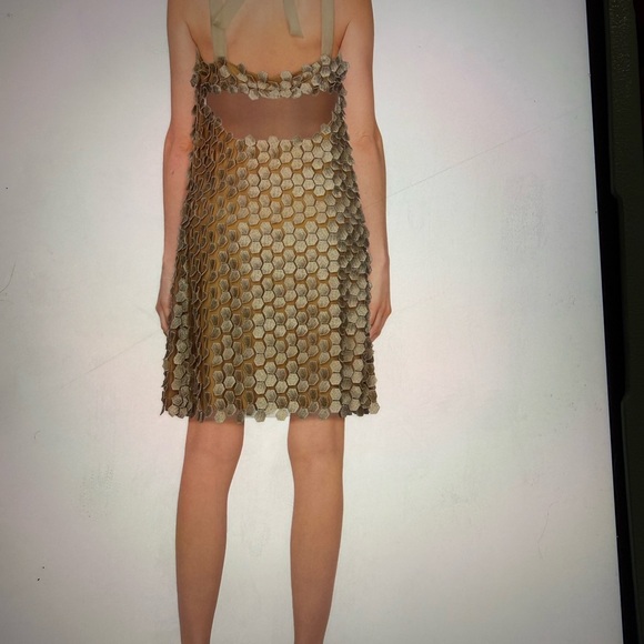 Alberta Ferretti Dresses & Skirts - Alberta Ferriti Elegant Gold and Sheer Patterned Dress